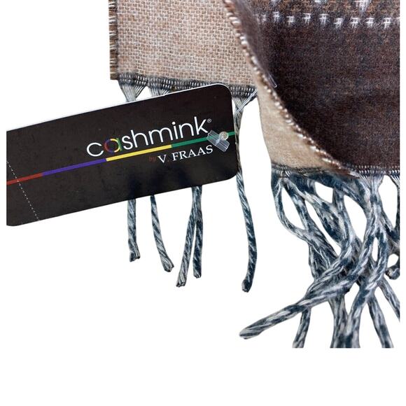 V. Fraas Cashmink Scarf Brown Leopard Print Scarf with Fringe NWT - Picture 3 of 5